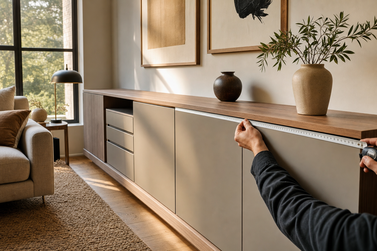Welke indeling, hoogte en diepte kies je bij een dressoir kast op maat zodat hij perfect past bij je ruimte en opbergbehoefte?